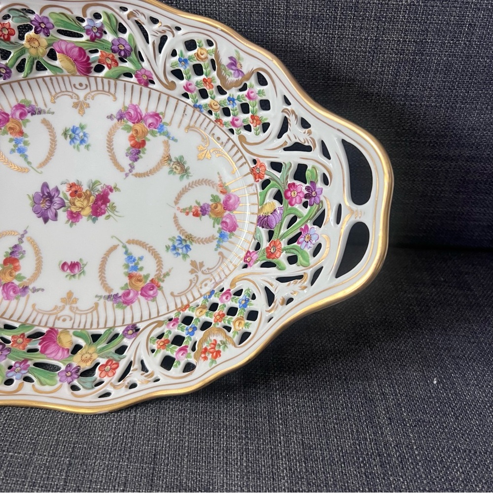 Vintage Schumann High Sided Platter / Fruit Bowl Dresden Bavaria Germany - Picture 5 of 12
